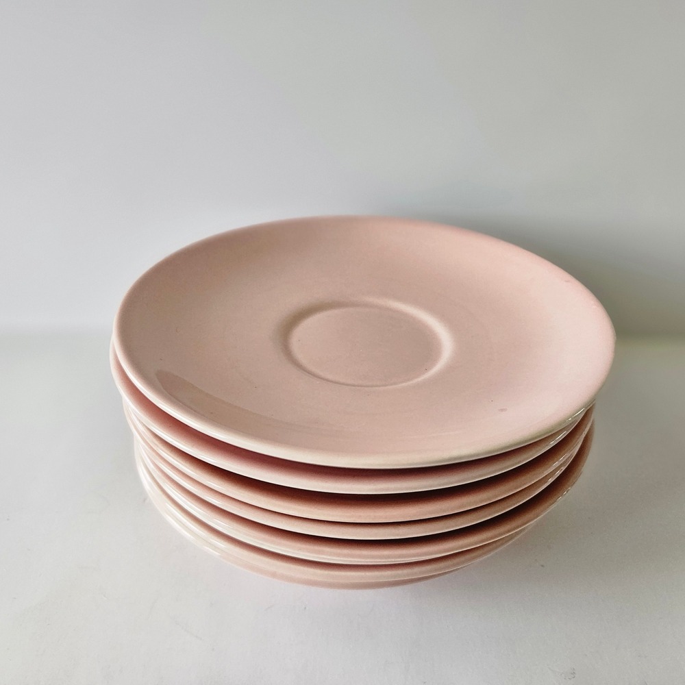 Lu-ray Pastels Sharon Pink 8 Saucers Taylor Smith Taylor Vintage USA Made